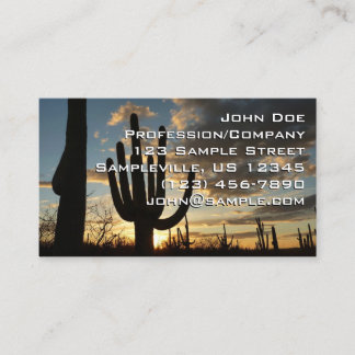 Cartão De Visita Paisagem do Deserto de Arizona Saguaro Sunset II