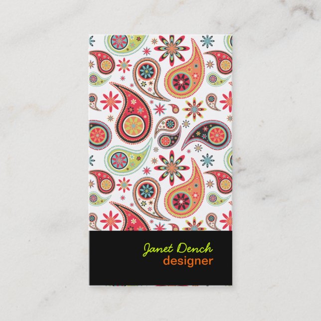 Cartão De Visita Paisley Retroativo PixDezines (Frente)