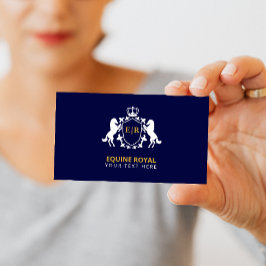 Cartão De Visita Paixão Real Branco Luxurioso | Inicial em azul Mar