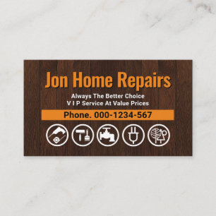 Cartão De Visita Paleta Amarela Madeira De Handyman