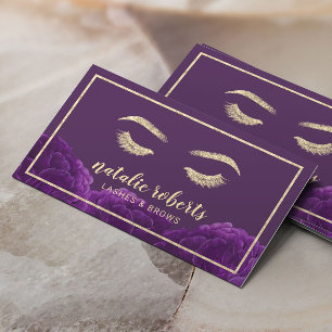 Cartão De Visita Paleta Dourada do Artista Makeup Roxo