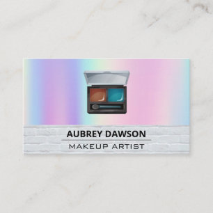 Cartão De Visita Paleta Makeup e Pincel Mistura arco-íris