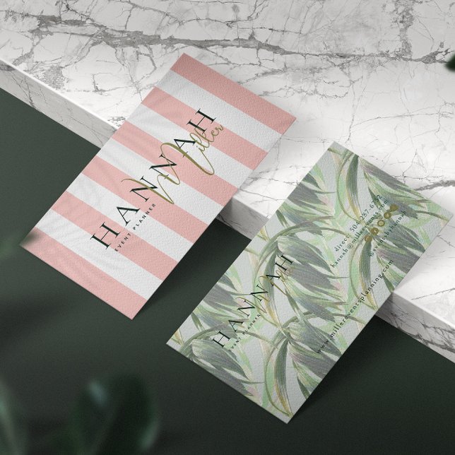 Cartão De Visita Palmas de pré-disquete rosa | Mínimo moderno (Criador carregado)