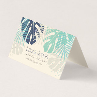 Cartão De Visita Palmas tropicais de Pastel Design