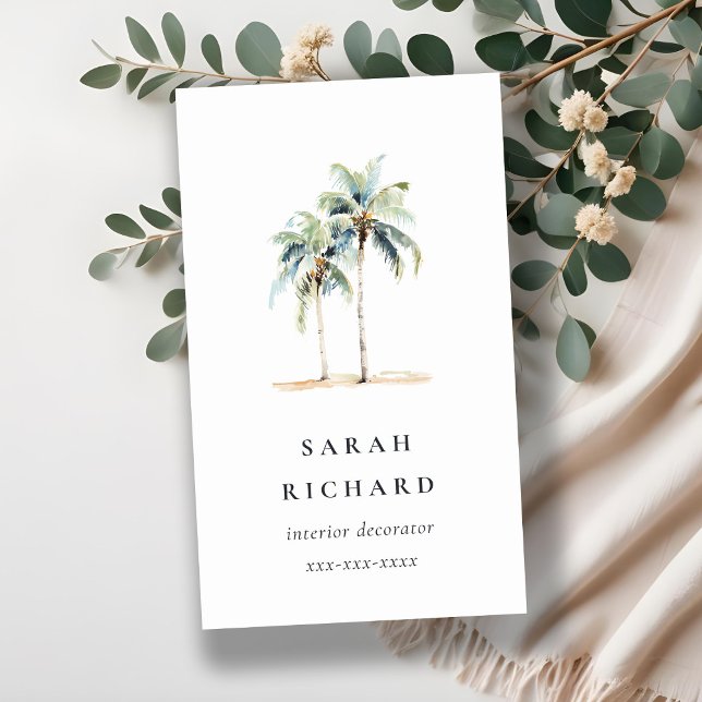Cartão De Visita Palmeiras costeiras tropicais Palmeiras Aquarela A (Criador carregado)