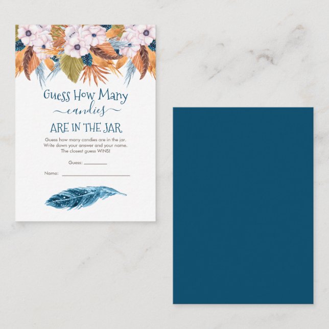 Cartão De Visita Pampas Grass Adivinha Candies no Jar Game (Frente/Verso)