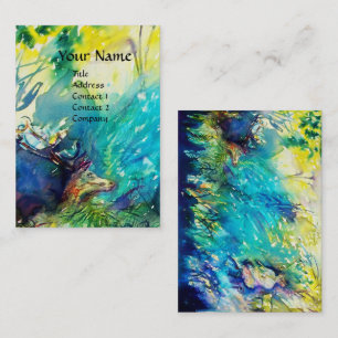 CARTÃO DE VISITA PAN JOGANDO FLUTA E CERVEJA EM TERRA VERDE