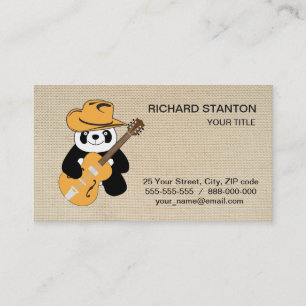 Cartão De Visita Panda engraçada com violão