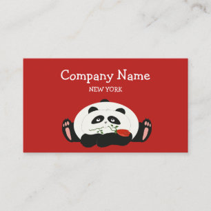 Cartão De Visita Panda Fofo, Desenho Vermelho