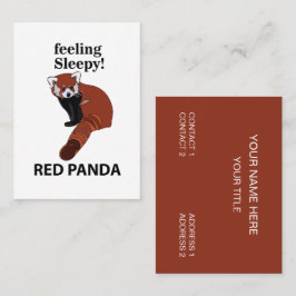 Cartão De Visita Panda Vermelha Sentindo Sonolência Engraçado Panda