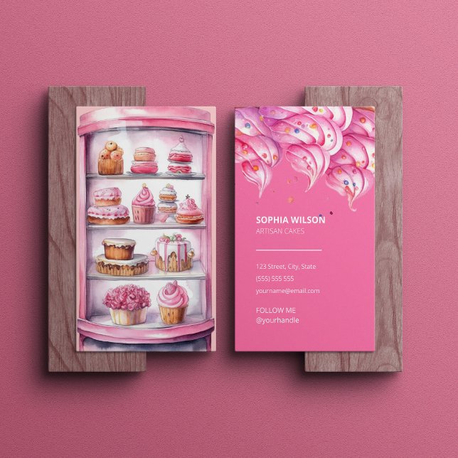 Cartão De Visita Panificação Colorânea Rosa Quente (Criador carregado)