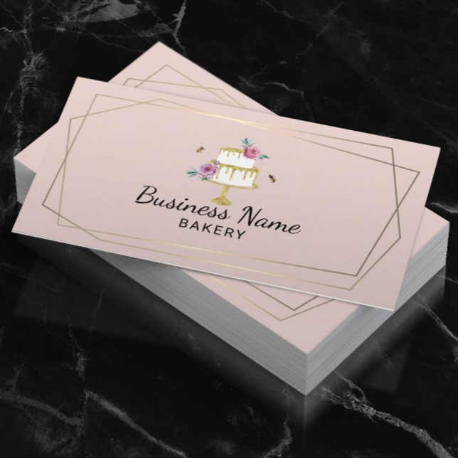 Cartão De Visita Panificação de pastelaria Chef Frame Geométrico Ro (Criador carregado)