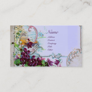 Cartão De Visita Pansias ROMANTICA,Violetas,Branco Floral de invern