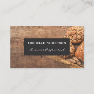 Cartão De Visita Pão e Trigo Mesa de madeira