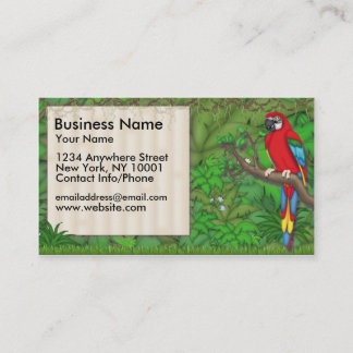 Cartão De Visita Papagaio do vermelho do divertimento da selva do