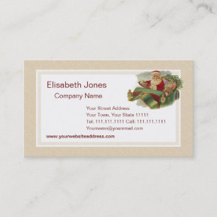 Cartão De Visita Papai noel do natal vintage em um carro antigo