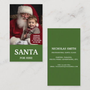 Cartão De Visita Papai Noel Profissional Verde para Aluguer Foto Ve