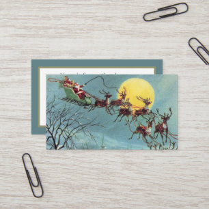 Cartão De Visita Papais noeis voadores de natais vintages