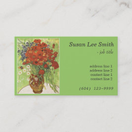 Cartão De Visita Papas vermelhos e margaridas por Vincent van Gogh.