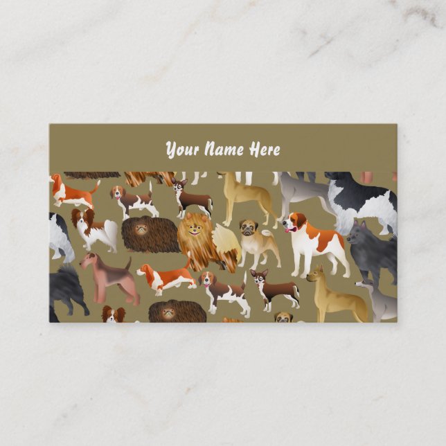 Cartão De Visita Papel de parede do cão da pedigree, seu nome aqui (Frente)