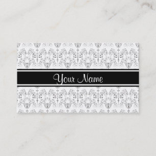 Cartão De Visita Papel de parede dos damascos do vintage - preto +