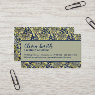 Cartão De Visita Papel de Parede Floral William Morris Kennet Azul 