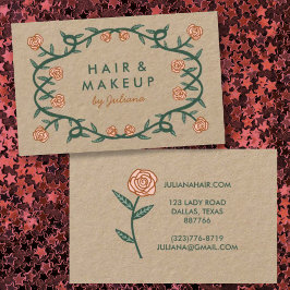 Cartão De Visita Papel Kraft cor-de-rosa-rosa chic Elegante Rosa