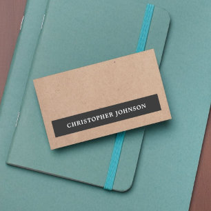 Cartão De Visita Papel Kraft de Stripe Negra Elegante Moderno