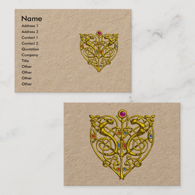 Cartão De Visita Papel Kraft Dourado AMARELO HÍPER NAMORADOS (Frente/Verso)