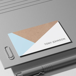 Cartão De Visita Papel Kraft impresso moderno - Geométrico Branco A