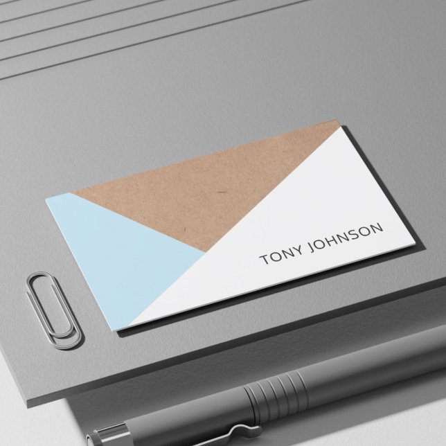 Cartão De Visita Papel Kraft impresso moderno - Geométrico Branco A (Criador carregado)