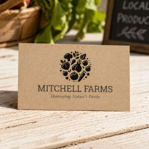 Cartão De Visita Papel Kraft Logotipo Mínimo de Legumes para Agricu