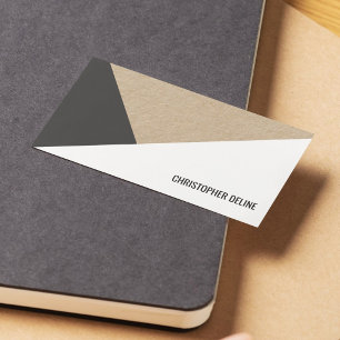 Cartão De Visita Papel Kraft Moderno Geométrico Cinza Branco