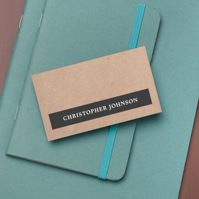 Cartão De Visita Papel Kraft preto simples e elegante moderno (Criador carregado)