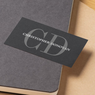 Cartão De Visita Papel Preto Consultor de Monograma Moderno e Negri