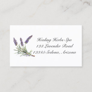 Cartão De Visita Papelaria Personalizada de Lavanda em Aquarela par
