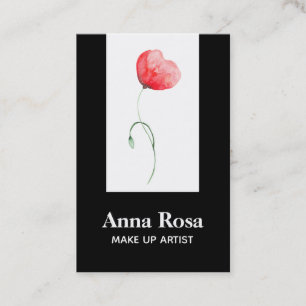 Cartão De Visita Papoila vermelha elegante moderna floral feminino