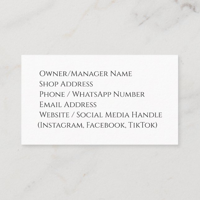 Cartão de visita para Compro de Vestuário - Modern (Verso)