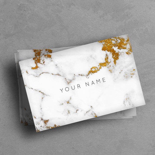 Cartão De Visita Para o Ouro Gaayu, "Vip" de Cinza Branca ( Golden White Gray Marble Vip Business Card)