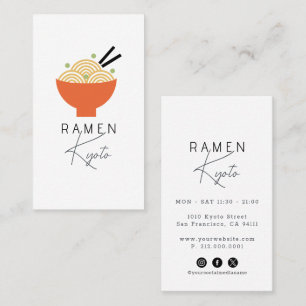 Cartão de Visita para Restaurante de Ramen Branco
