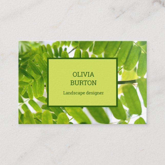 Cartão de visita para um designer de paisagens. (Frente)
