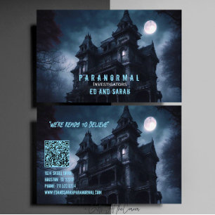 Cartão De Visita Paranormal Investigador Assombrado House Moon