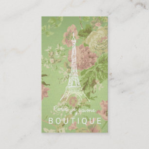 Cartão De Visita Paris, je t'aime Vintage Floral Eiffel Tower