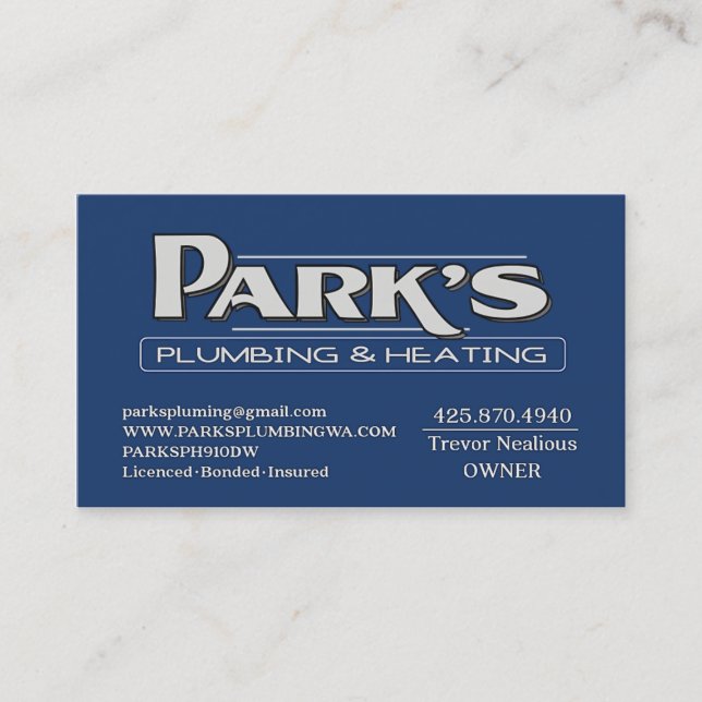Cartão De Visita ParksPlumbing II (Frente)