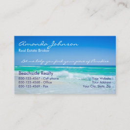 Cartão De Visita Parte dos bens imobiliários de ondas da praia do