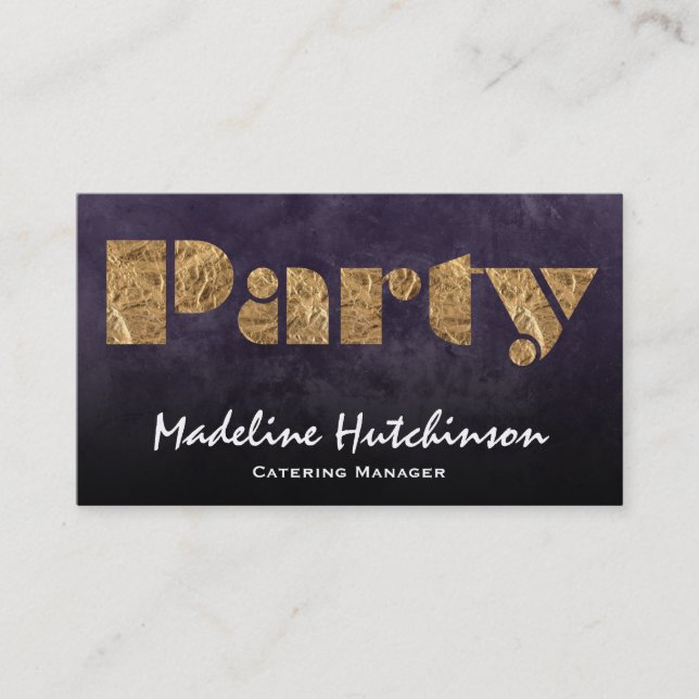Cartão De Visita Parte | Dourado e Roxo (Frente)
