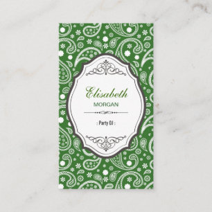Cartão De Visita Partido DJ - Padrão de Paisley Retroativo