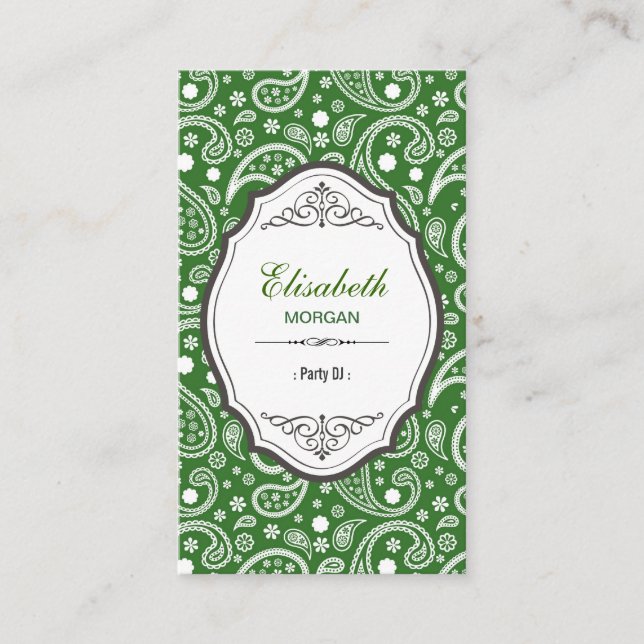 Cartão De Visita Partido DJ - Padrão de Paisley Retroativo (Frente)