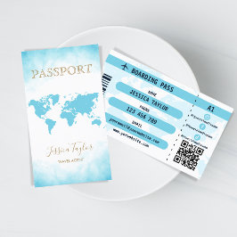 Cartão De Visita Passaporte de Viagem Makeup World Map Boeing