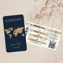 Cartão De Visita Passaporte de Viagem Makeup World Map Boeing